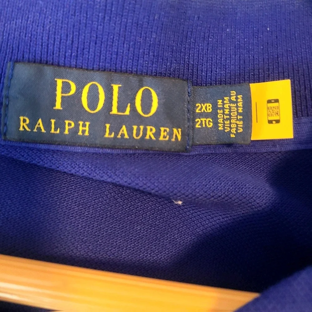 POLO RALPH LAUREN Men's Big And Tall Mesh Triple Pony Polo Shirt Royal‎ Blue 2XB